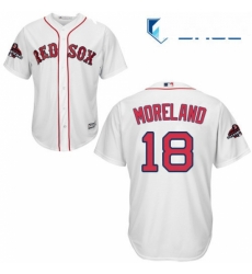 Youth Majestic Boston Red Sox 18 Mitch Moreland Authentic White Home Cool Base 2018 World Series Champions MLB Jersey