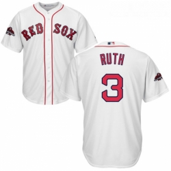 Youth Majestic Boston Red Sox 3 Babe Ruth Authentic White Home Cool Base 2018 World Series Champions MLB Jersey