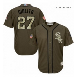 Youth Majestic Chicago White Sox 27 Lucas Giolito Authentic Green Salute to Service MLB Jersey 