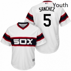 Youth Majestic Chicago White Sox 5 Yolmer Sanchez Replica White 2013 Alternate Home Cool Base MLB Jersey 