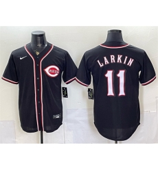 Men Cincinnati Reds 11 Barry Larkin 2026 Fashion Replica Black Out Stitched Baseball Jersey Men Cincinnati Reds 11 Barry Larkin 2026 Fashion Replica Black Out Stitched Baseball Jersey