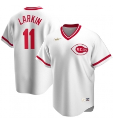 Men Cincinnati Reds 11 Barry Larkin Nike Home Cooperstown Collection Player MLB Jersey White