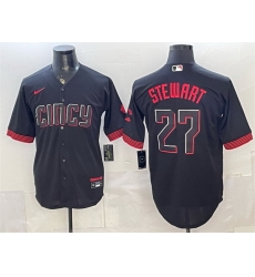 Men Cincinnati Reds 27 Sal Stewart Black City Connect Cool Base Stitched Baseball Jersey Men Cincinnati Reds 27 Sal Stewart Black City Connect Cool Base Stitched Baseball Jersey