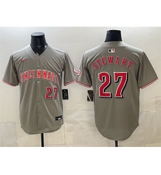 Men Cincinnati Reds 27 Sal Stewart Grey Road Limited Stitched Baseball Jersey Men Cincinnati Reds 27 Sal Stewart Grey Road Limited Stitched Baseball Jersey