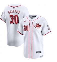 Men Cincinnati Reds 30 Ken Griffey Jr  White Home Limited Stitched Baseball Jersey