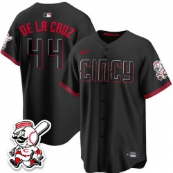 Men Cincinnati Reds  44 Elly De La Cruz Black City Connect With Patch Limited Stitched Baseball Jersey