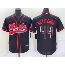 Men Cincinnati Reds 44 Elly De La Cruz Black Cool Base Stitched Baseball Jersey