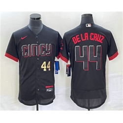 Men Cincinnati Reds 44 Elly De La Cruz Number Black 2023 City Connect Flex Base Stitched Baseball Jersey2