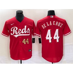 Men Cincinnati Reds 44 Elly De La Cruz Number Red Cool Base Stitched Baseball Jersey