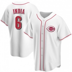 Men Cincinnati Reds 6 Jonathan India White Cool Base Stitched Jersey