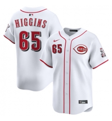 Men Cincinnati Reds Nike White Home Limited Custom Jersey Higgins P.J. 65