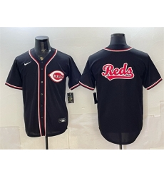 Men Cincinnati Reds Team Big Logo 2026 Fashion Replica Black Out Stitched Baseball Jersey
