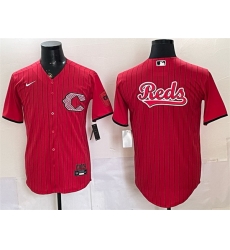 Men Cincinnati Reds Team Big Logo Red 2026 City Connect Stadium Stitched Baseball Jersey