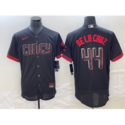 Men's Cincinnati Reds #44 Elly De La Cruz Black 2023 City Connect Cool Base Stitched Jersey III