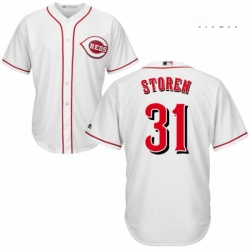 Mens Majestic Cincinnati Reds 31 Drew Storen Replica White Home Cool Base MLB Jersey