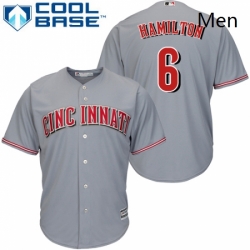 Mens Majestic Cincinnati Reds 6 Billy Hamilton Replica Grey Road Cool Base MLB Jersey