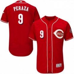 Mens Majestic Cincinnati Reds 9 Jose Peraza Red Alternate Flex Base Authentic Collection MLB Jersey