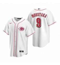 Mens Nike Cincinnati Reds 9 Mike Moustakas White Home Stitched Baseball Jersey