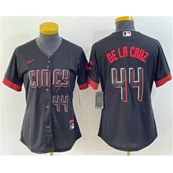 Women Cincinnati Reds 44 Elly De La Cruz Number Black 2023 City Connect Cool Base Stitched Baseball Jersey4