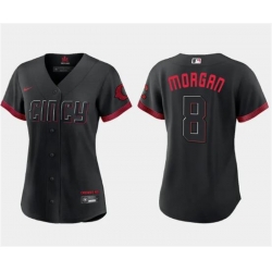 Women Cincinnati Reds 8 Joe Morgan Black 2023 City Connect Stitched Baseball Jersey