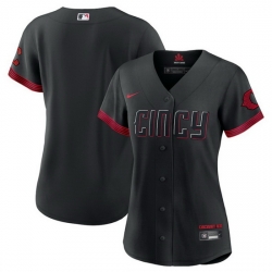 Women Cincinnati Reds Blank Black 2023 City Connect Stitched Baseball Jersey