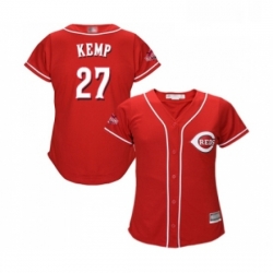 Womens Cincinnati Reds 27 Matt Kemp Replica Red Alternate Cool Base Baseball Jersey 