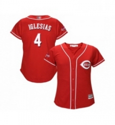 Womens Cincinnati Reds 4 Jose Iglesias Replica Red Alternate Cool Base Baseball Jersey 