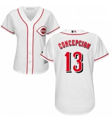 Womens Majestic Cincinnati Reds 13 Dave Concepcion Replica White Home Cool Base MLB Jersey