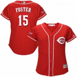 Womens Majestic Cincinnati Reds 15 George Foster Replica Red Alternate Cool Base MLB Jersey 