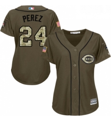 Womens Majestic Cincinnati Reds 24 Tony Perez Authentic Green Salute to Service MLB Jersey