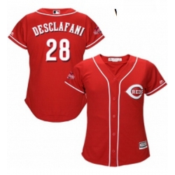 Womens Majestic Cincinnati Reds 28 Anthony DeSclafani Authentic Red Alternate Cool Base MLB Jersey