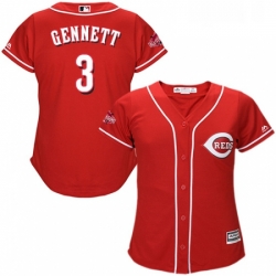 Womens Majestic Cincinnati Reds 3 Scooter Gennett Authentic Red Alternate Cool Base MLB Jersey 