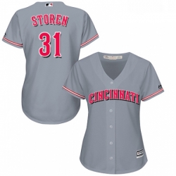 Womens Majestic Cincinnati Reds 31 Drew Storen Authentic Grey Road Cool Base MLB Jersey