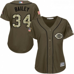 Womens Majestic Cincinnati Reds 34 Homer Bailey Authentic Green Salute to Service MLB Jersey