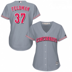 Womens Majestic Cincinnati Reds 37 Scott Feldman Authentic Grey Road Cool Base MLB Jersey