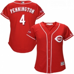 Womens Majestic Cincinnati Reds 4 Cliff Pennington Replica Red Alternate Cool Base MLB Jersey 