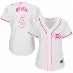 Womens Majestic Cincinnati Reds 5 Johnny Bench Authentic White Fashion Cool Base MLB Jersey