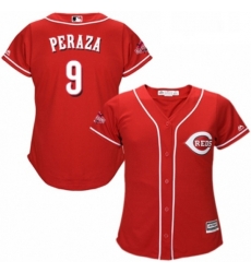 Womens Majestic Cincinnati Reds 9 Jose Peraza Authentic Red Alternate Cool Base MLB Jersey 