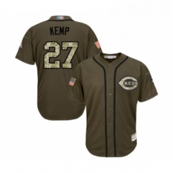 Youth Cincinnati Reds 27 Matt Kemp Authentic Green Salute to Service Baseball Jersey 