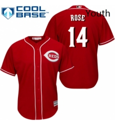 Youth Majestic Cincinnati Reds 14 Pete Rose Authentic Red Alternate Cool Base MLB Jersey