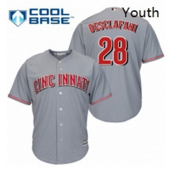 Youth Majestic Cincinnati Reds 28 Anthony DeSclafani Replica Grey Road Cool Base MLB Jersey