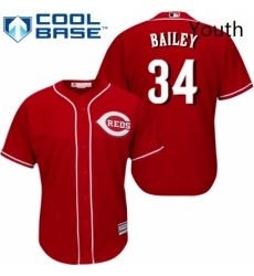 Youth Majestic Cincinnati Reds 34 Homer Bailey Replica Red Alternate Cool Base MLB Jersey