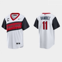 Men Cleveland Indians 11 Jose Ramirez Men Nike White 2021 Little League Class Game MLB Jersey