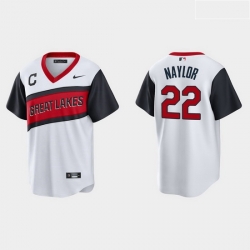 Men Cleveland Indians 22 Josh Naylor Men Nike White 2021 Little League Class Game MLB Jersey
