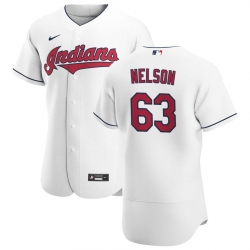 Men Cleveland Indians 63 Kyle Nelson Men Nike White Home 2020 Flex Base Team MLB Jersey