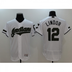 Men's Cleveland Indians #12 Francisco Lindor White Home Stitched Baseball Jersey
