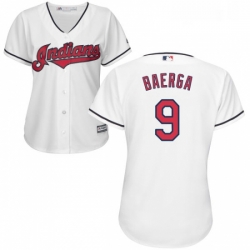 Womens Majestic Cleveland Indians 9 Carlos Baerga Replica White Home Cool Base MLB Jersey 