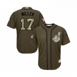 Youth Cleveland Indians 17 Brad Miller Authentic Green Salute to Service Baseball Jersey 