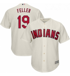 Youth Majestic Cleveland Indians 19 Bob Feller Replica Cream Alternate 2 Cool Base MLB Jersey