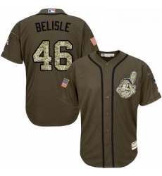 Youth Majestic Cleveland Indians 46 Matt Belisle Replica Green Salute to Service MLB Jersey 